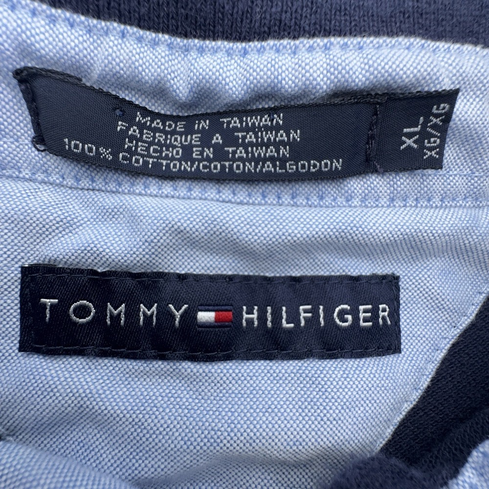 Tommy Hilfiger Men's Polo Shirt Blue Size XL 100% Cotton VTG Fade Y2K EUC - Picture 6 of 13